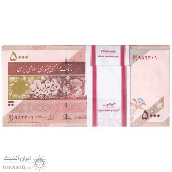 بسته اسکناس 5000 ریال امام (طیب نیا - سیف) - نوار 5000 ریال - UNC - جمهوری اسلامی