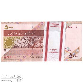 بسته اسکناس 5000 ریال امام (طیب نیا - سیف) - نوار 5000 ریال - UNC - جمهوری اسلامی