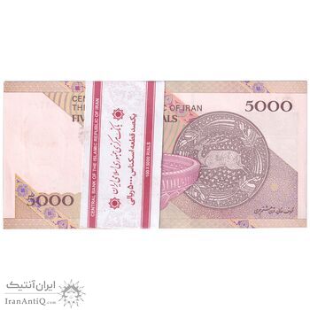 بسته اسکناس 5000 ریال امام (طیب نیا - سیف) - نوار 5000 ریال - شماره قرینه - UNC - جمهوری اسلامی