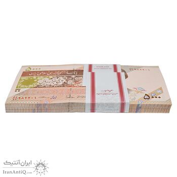 بسته اسکناس 5000 ریال امام (طیب نیا - سیف) - نوار 5000 ریال - شماره قرینه - UNC - جمهوری اسلامی