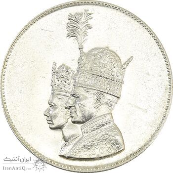 مدال نقره جشن تاجگذاری 1346 - MS63 - محمد رضا شاه