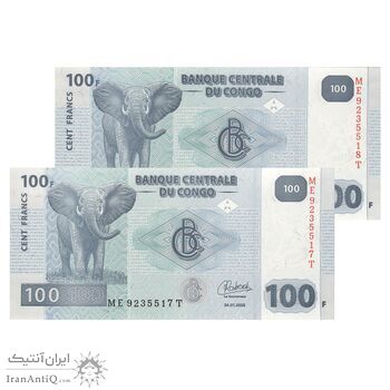 اسکناس 100 فرانک 2022 جمهوری دموکراتیک - جفت - UNC65 - کنگو