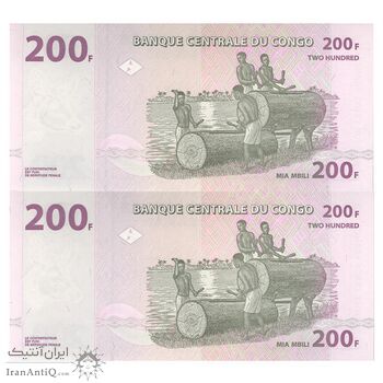 اسکناس 200 فرانک 2022 جمهوری دموکراتیک - جفت - UNC65 - کنگو