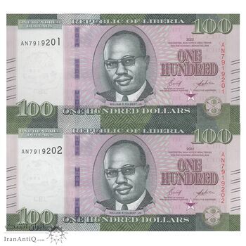 اسکناس 100 دلار 2022 جمهوری - جفت - UNC62 - لیبریا