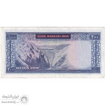 اسکناس 200 ریال (آموزگار - سمیعی) نوشته سیاه - تک - EF45 - محمد رضا شاه