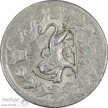 سکه 2000 دینار 1317 خطی - ارور چرخش 90 درجه - AU50 - مظفرالدین شاه