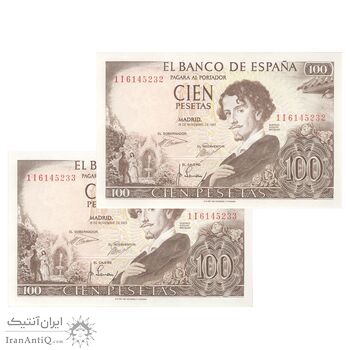 اسکناس 100 پزتا 1965 فرانسیسکو فرانکو - جفت - UNC64 - اسپانیا