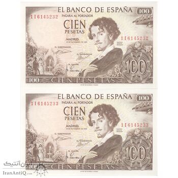 اسکناس 100 پزتا 1965 فرانسیسکو فرانکو - جفت - UNC64 - اسپانیا