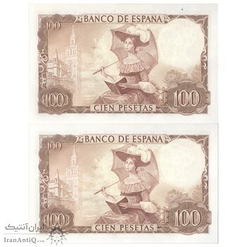 اسکناس 100 پزتا 1965 فرانسیسکو فرانکو - جفت - UNC64 - اسپانیا
