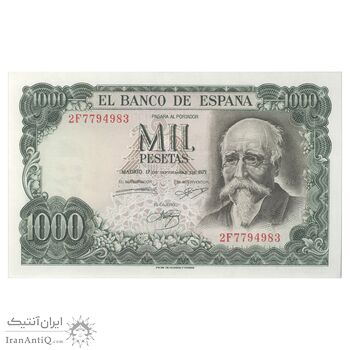 اسکناس 1000 پزتا 1971 فرانسیسکو فرانکو - تک - UNC65 - اسپانیا
