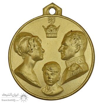 مدال آویزی تاجگذاری - سه رخ - UNC - محمد رضا شاه