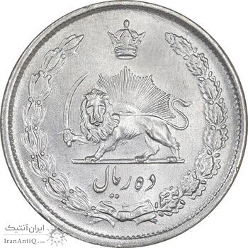 سکه 10 ریال 1323 - MS62 - محمد رضا شاه