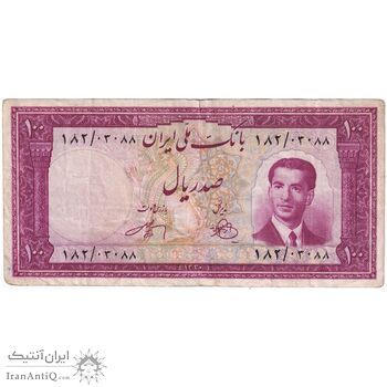 اسکناس 100 ریال کراواتی 1330 - تک - VF35 - محمد رضا شاه