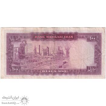 اسکناس 100 ریال (آموزگار - سمیعی) نوشته قرمز - ارور کادر - تک - VF30 - محمد رضا شاه