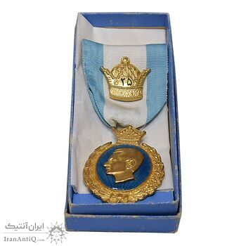 نشان بیست و پنجمین سال سلطنت - با جعبه فابریک - AU - محمد رضا شاه
