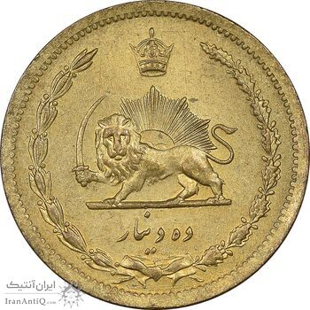 سکه 10 دینار 1318 برنز - MS63 - رضا شاه