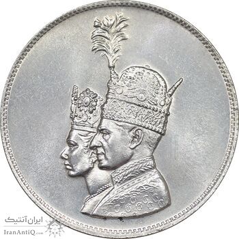 مدال نقره جشن تاجگذاری 1346 - MS62 - محمد رضا شاه