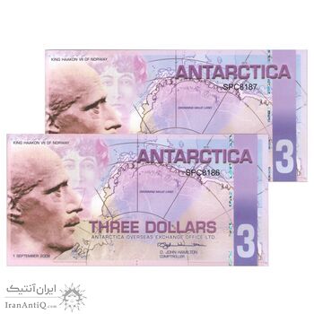 اسکناس 3 دلار 2008 دفتر مبادلات خارجی قطب جنوب - سرزمین شهبانو ماود - جفت - UNC66 - جنوبگان (قطب جنوب)