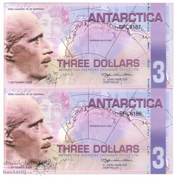 اسکناس 3 دلار 2008 دفتر مبادلات خارجی قطب جنوب - سرزمین شهبانو ماود - جفت - UNC66 - جنوبگان (قطب جنوب)