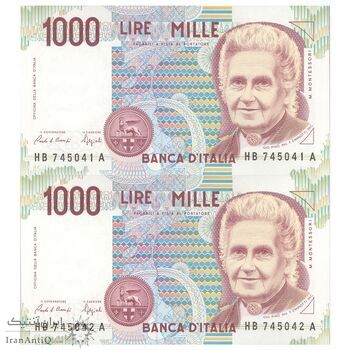 اسکناس 1000 لیر 1990 (مونته‌سوری) جمهوری - جفت - UNC66 - ایتالیا