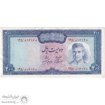 اسکناس 200 ریال (آموزگار - جهانشاهی) - تک - AU50 - محمد رضا شاه