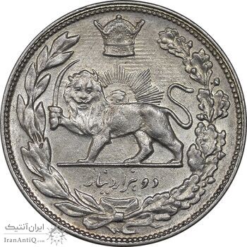 سکه 2000 دینار 1306 تصویری - ضرب تهران - AU53 - رضا شاه