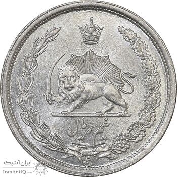 سکه نیم ریال 1313 - 3 تاریخ کوچک - MS63 - رضا شاه