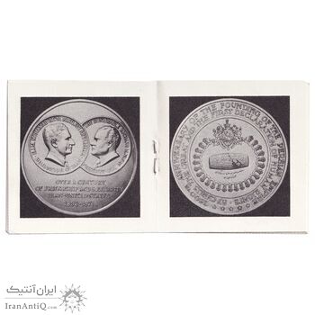 مدال نقره شاه و نیکسون - با جعبه و شناسنامه فابریک - AU - محمد رضا شاه