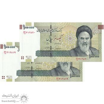 اسکناس 100000 ریال (طیب نیا - سیف) نخ نوع 3 - جفت - UNC62 - جمهوری اسلامی