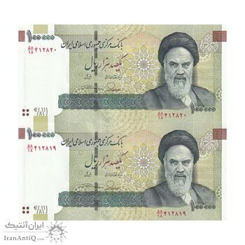 اسکناس 100000 ریال (طیب نیا - سیف) نخ نوع 3 - جفت - UNC62 - جمهوری اسلامی