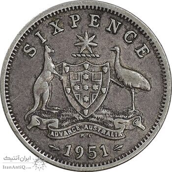 سکه 6 پنس 1951 جرج ششم - EF40 - انگلستان