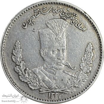 سکه 2000 دینار 1323 تصویری - EF45 - مظفرالدین شاه