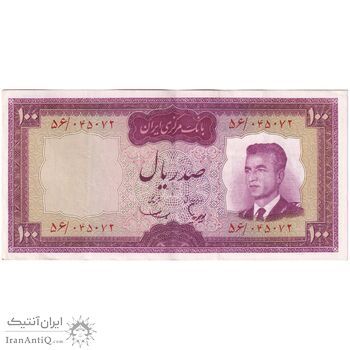 اسکناس 100 ریال (هویدا - سمیعی) - تک - AU50 - محمد رضا شاه
