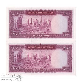 اسکناس 100 ریال 1342 - جفت - UNC64 - محمد رضا شاه