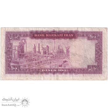 اسکناس 100 ریال (آموزگار - سمیعی) نوشته سیاه - تک - VF30 - محمد رضا شاه