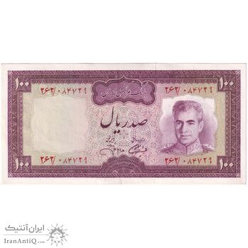 اسکناس 100 ریال (آموزگار - جهانشاهی) - تک - AU53 - محمد رضا شاه