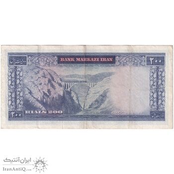 اسکناس 200 ریال (آموزگار - سمیعی) نوشته سیاه - تک - EF45 - محمد رضا شاه