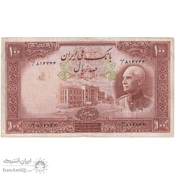 اسکناس 100 ریال پشت فارسی - مهر 1321 - تک - VF35 - رضا شاه