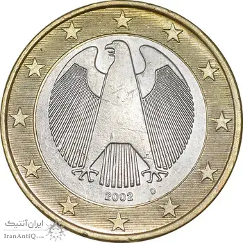 سکه 1 یورو 2002D جمهوری فدرال - AU58 - آلمان
