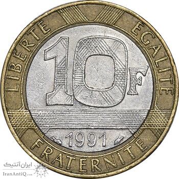 سکه 10 فرانک 1991 جمهوری کنونی - AU50 - فرانسه