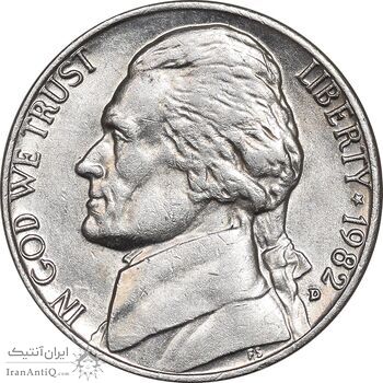 سکه 5 سنت 1982D جفرسون - AU58 - آمریکا