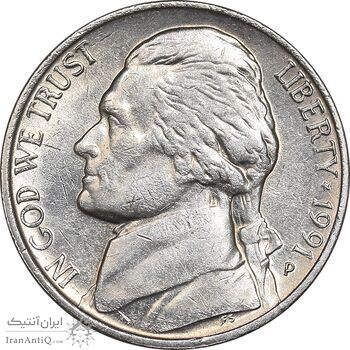 سکه 5 سنت 1991P جفرسون - AU58 - آمریکا