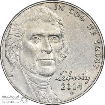 سکه 5 سنت 2014D جفرسون - AU55 - آمریکا