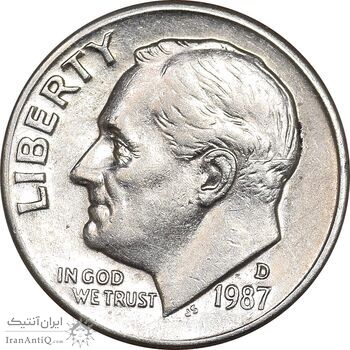 سکه 1 دایم 1987D روزولت - AU55 - آمریکا