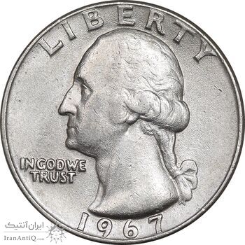 سکه کوارتر دلار 1967 واشنگتن - AU50 - آمریکا