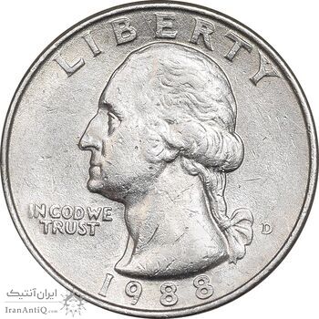 سکه کوارتر دلار 1988D واشنگتن - AU58 - آمریکا
