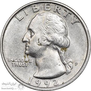 سکه کوارتر دلار 1992P واشنگتن - AU58 - آمریکا