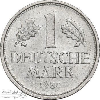 سکه 1 مارک 1980F جمهوری فدرال - AU58 - آلمان