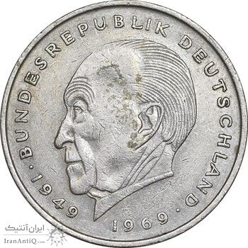 سکه 2 مارک 1974G جمهوری فدرال - کنراد آدناور - EF45 - آلمان