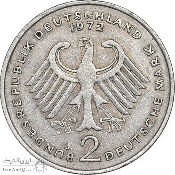 سکه 2 مارک 1972J جمهوری فدرال - کنراد آدناور - EF45 - آلمان
